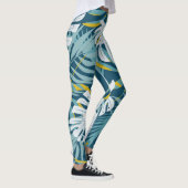 Farbenfrohe tropische Blätter, abstraktes Original Leggings (Rechts)
