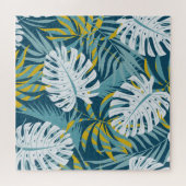 Farbenfrohe tropische Blätter, abstraktes Original Puzzle (Horizontal)