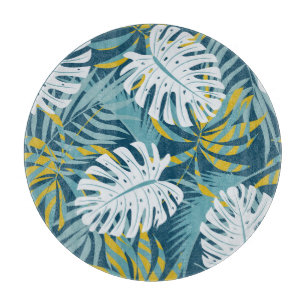 Farbenfrohe tropische Blätter, abstraktes Original Schneidebrett