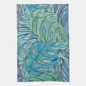 Farbenfrohe tropische Blätter Aquarell Geschirrtuch (Vertikal)