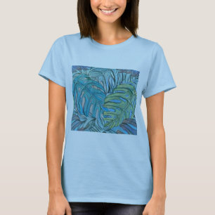 Farbenfrohe tropische Blätter Aquarell T-Shirt