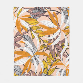 Farbenfrohe tropische Blätter, beige Hintergrundmu Fleecedecke