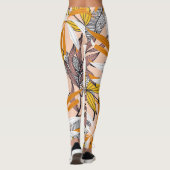 Farbenfrohe tropische Blätter, beige Hintergrundmu Leggings (Rückseite)