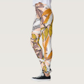 Farbenfrohe tropische Blätter, beige Hintergrundmu Leggings (Links)