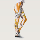 Farbenfrohe tropische Blätter, beige Hintergrundmu Leggings (Rechts)