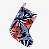 Farbenfrohe tropische Blätter Blauer Hintergrund Kleiner Weihnachtsstrumpf (Vorderansicht (hängend))