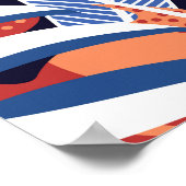 Farbenfrohe tropische Blätter Blauer Hintergrund Poster (Ecke)