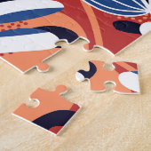 Farbenfrohe tropische Blätter Blauer Hintergrund Puzzle (Seite)