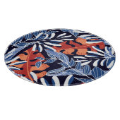 Farbenfrohe tropische Blätter Blauer Hintergrund Schneidebrett (Ecke)