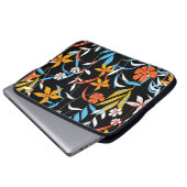 Farbenfrohe tropische Blätter: dunkles Hintergrund Laptopschutzhülle (Vorne Knopf)