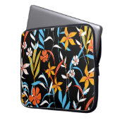 Farbenfrohe tropische Blätter: dunkles Hintergrund Laptopschutzhülle (Vorderseite Links)