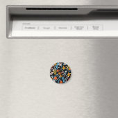 Farbenfrohe tropische Blätter: dunkles Hintergrund Magnet (In Situ (Geschirrspüler))