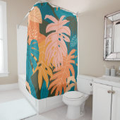 Farbenfrohe tropische Blätter Duschvorhang (Beispiel)