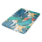 Farbenfrohe tropische Blätter, exotisches Design, Badematte (Schrägansicht)