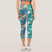 Farbenfrohe tropische Blätter, exotisches Design, Capri Leggings (Rückseite)