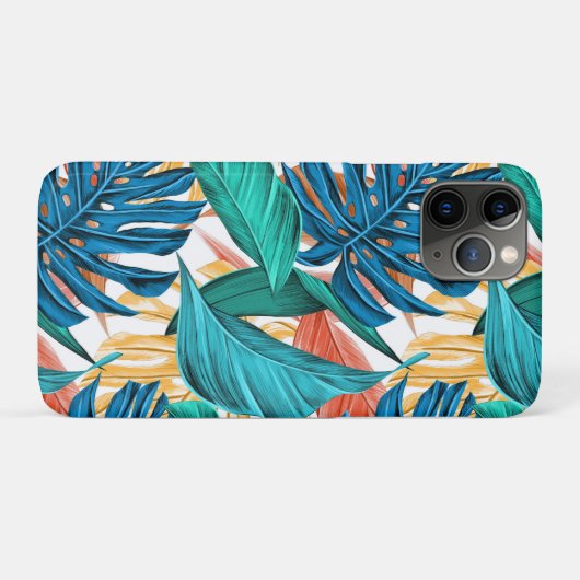 Farbenfrohe tropische Blätter, exotisches Design, Case-Mate iPhone Hülle (Rückseite (Horizontal))