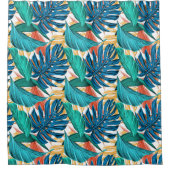 Farbenfrohe tropische Blätter, exotisches Design, Duschvorhang (Vorderseite)
