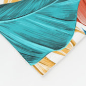 Farbenfrohe tropische Blätter, exotisches Design, Fleecedecke (Ecke)