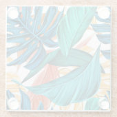 Farbenfrohe tropische Blätter, exotisches Design, Glasuntersetzer (Rückseite)