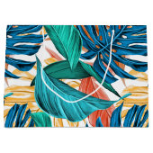 Farbenfrohe tropische Blätter, exotisches Design, Große Geschenktüte (Vorderseite)