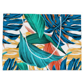 Farbenfrohe tropische Blätter, exotisches Design, Große Geschenktüte (Rückseite)