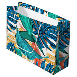 Farbenfrohe tropische Blätter, exotisches Design, Große Geschenktüte