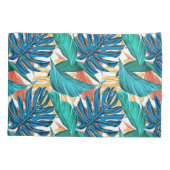 Farbenfrohe tropische Blätter, exotisches Design, Kissenbezug (Rückseite)