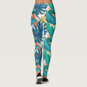 Farbenfrohe tropische Blätter, exotisches Design, Leggings (Rückseite)