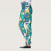 Farbenfrohe tropische Blätter, exotisches Design, Leggings (Links)