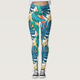 Farbenfrohe tropische Blätter, exotisches Design, Leggings