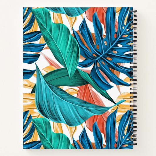 Farbenfrohe tropische Blätter, exotisches Design, Notizblock (Rückseite)