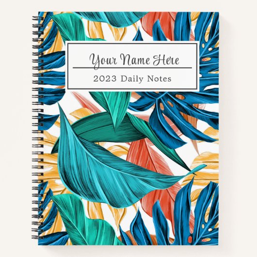 Farbenfrohe tropische Blätter, exotisches Design, Notizblock (Vorderseite)
