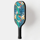 Farbenfrohe tropische Blätter, exotisches Design, Pickleball Schläger (Links)