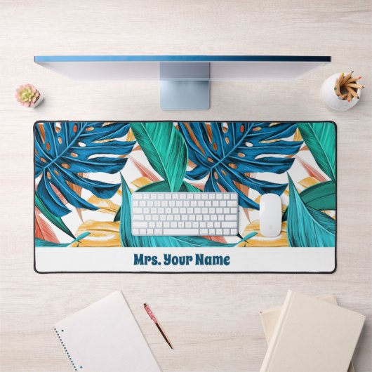 Farbenfrohe tropische Blätter, exotisches Design, Schreibtischunterlage (Büro 1)