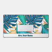 Farbenfrohe tropische Blätter, exotisches Design, Schreibtischunterlage (Tastatur & Maus)