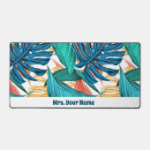 Farbenfrohe tropische Blätter, exotisches Design, Schreibtischunterlage (Vorderseite)