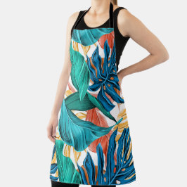 Farbenfrohe tropische Blätter, exotisches Design, Schürze