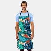 Farbenfrohe tropische Blätter, exotisches Design, Schürze (Getragen)