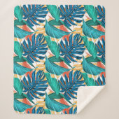 Farbenfrohe tropische Blätter, exotisches Design, Sherpadecke (Vorderseite)