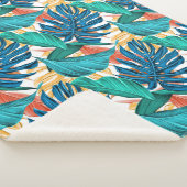 Farbenfrohe tropische Blätter, exotisches Design, Sherpadecke (3/4)
