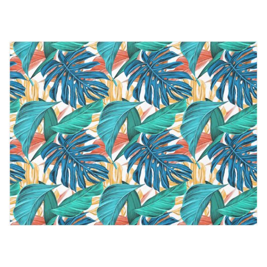 Farbenfrohe tropische Blätter, exotisches Design, Tischdecke (Vorderseite (Horizontal))