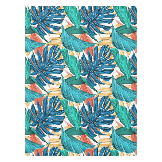 Farbenfrohe tropische Blätter, exotisches Design, Tischdecke (Vorderseite)
