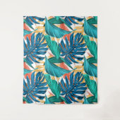 Farbenfrohe tropische Blätter, exotisches Design, Wandteppich (Vorderseite)