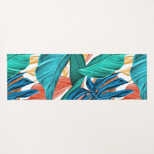 Farbenfrohe tropische Blätter, exotisches Design, Yogamatte (Rückseite (Horizontal))