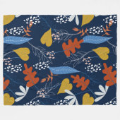 Farbenfrohe tropische Blätter Fleecedecke (Vorderseite (Horizontal))