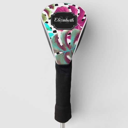 Farbenfrohe tropische Blätter Golf Headcover (Vorderseite)