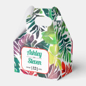 Farbenfrohe tropische Blätter, Höhepunkt der Hochz Geschenkschachtel (Vorderseite)