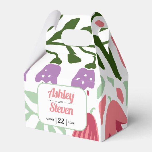 Farbenfrohe tropische Blätter, Höhepunkt der Hochz Geschenkschachtel (Vorderseite)