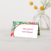 Farbenfrohe tropische Blätter, Höhepunkt der Hochz Platzkarte (Rückseite)