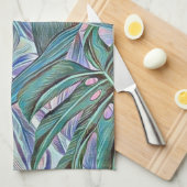 Farbenfrohe tropische Blätter in Grün Geschirrtuch (Viertel Falte)